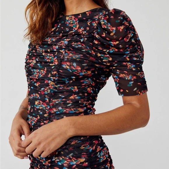 Free People | Briella Ruched Printed Midi Dress NWT - Picture 12 of 15